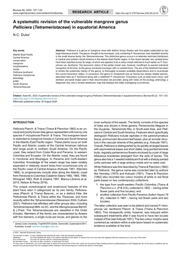 A Systematic Revision of the Vulnerable Mangrove Genus Pelliciera (Tetrameristaceae) in Equatorial America