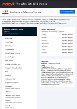 9F Bus Time Schedule & Line Route