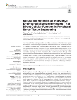 Natural Biomaterials As Instructive Engineered Microenvironments That Direct Cellular Function in Peripheral Nerve Tissue Engineering