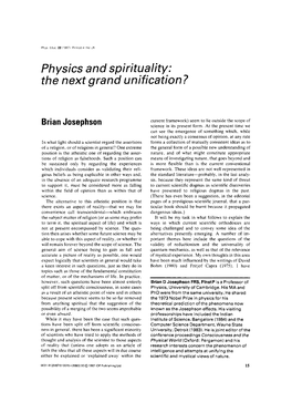 Physics and Spirituality: the Next Grand Unification?