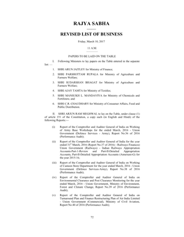 Rajya Sabha —— Revised List of Business