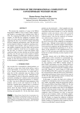 Evolution of the Informational Complexity of Contemporary Western Music