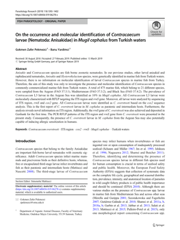 Nematoda: Anisakidae) in Mugil Cephalus from Turkish Waters