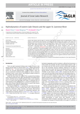 Hydrodynamics of Eastern Lake Ontario and the Upper St. Lawrence River