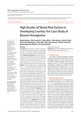 High Burden of Stroke Risk Factors in Developing Country: the Case Study of Bosnia-Herzegovina