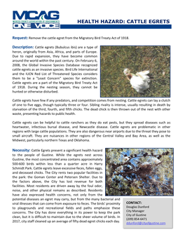 Health Hazard: Cattle Egrets