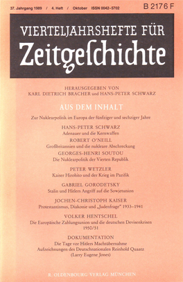 Vierteljahrshefte Für Zeitgeschichte Jahrgang 37(1989) Heft 4