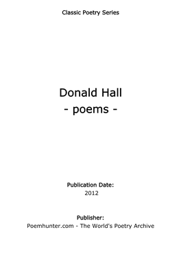 Donald Hall - Poems