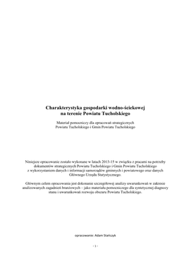 Charakterystyka Gospodarki Wodno-Ściekowej Na Terenie Powiatu Tucholskiego