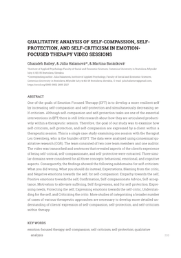 Protection, and Self-Criticism in Emotion- Focused Therapy Video Sessions