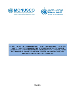 Repor Rig Armed Kivu Rt of the Ghts Viol D Forces U Provinc E United N Lations P S and Com Ce, and in from 15 Nations J Perpetra