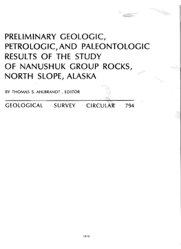 Preliminary Geologic, Petrologic,And Paleontologic Results of the Study of Nanushuk Croup Rocks, North Slope, Alaska