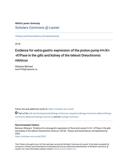 Evidence for Extra-Gastric Expression of the Proton Pump H+/K+ -Atpase in the Gills and Kidney of the Teleost Oreochromis Niloticus