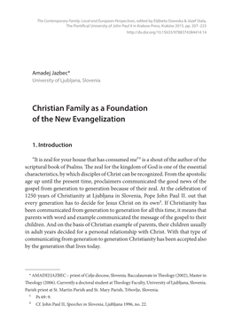 Christian Family As a Foundation of the New Evangelization