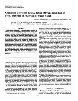 Changes in Cotyledon Mrna During Ethylene Inhibition of Floral Induction in Pharbitis Nil Strain Violet