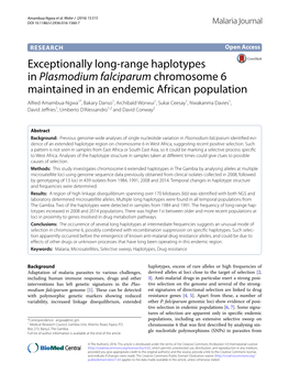 Exceptionally Long-Range Haplotypes in Plasmodium Falciparum