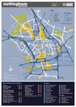 Nottingham City Centre Navigator Stylised Simplified Map A4 Visit