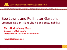 Bee Lawns and Pollinator Gardens