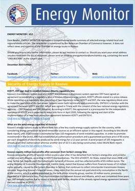 Security of Energy Supply in Kosovo