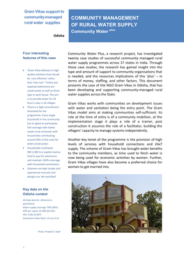 Community Management of Rural Water Supply Systems in India