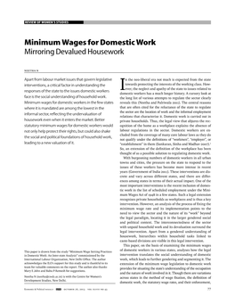 Minimum Wages for Domestic Work Mirroring Devalued Housework