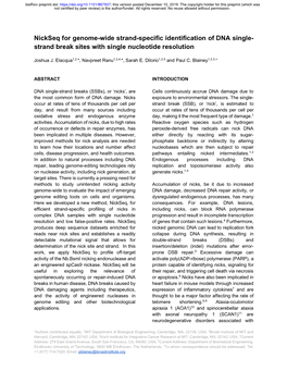 Nickseq for Genome-Wide Strand-Specific Identification of DNA Single- Strand Break Sites with Single Nucleotide Resolution