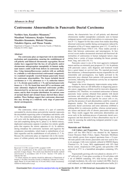 Centrosome Abnormalities in Pancreatic Ductal Carcinoma