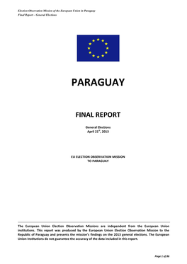 Paraguay Final Report – General Elections