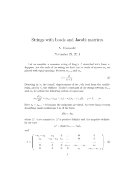 Strings with Beads and Jacobi Matrices