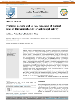 Synthesis, Docking and In-Vitro Screening of Mannich Bases of Thiosemicarbazide for Anti-Fungal Activity