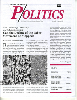 Can the Decline of the Labor Movement Be Stopped?