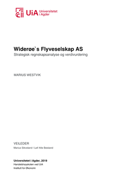 Widerøe`S Flyveselskap AS Strategisk Regnskapsanalyse Og Verdivurdering