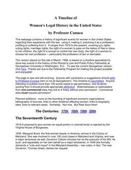 A Timeline of Women's Legal History in the United States by Professor