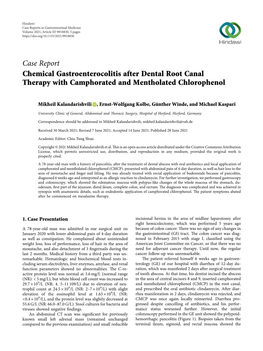 Chemical Gastroenterocolitis After Dental Root Canal Therapy with Camphorated and Mentholated Chlorophenol