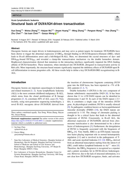 Structural Basis of DUX4/IGH-Driven Transactivation