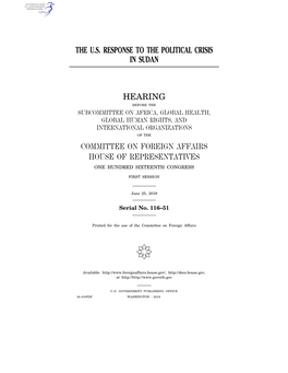 The Us Response to the Political Crisis in Sudan Hearing