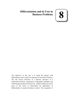 Differentiation and Its Uses in Business Problems 8