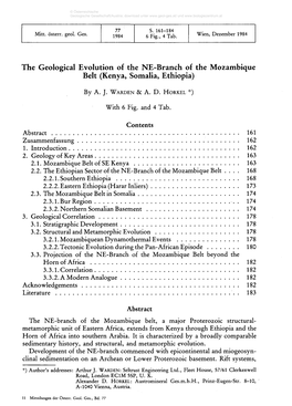 The Geological Evolution of the NE-Branch of the Mozambique Belt (Kenya, Somalia, Ethiopia)