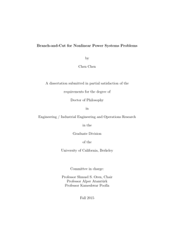 Branch-And-Cut for Nonlinear Power Systems Problems by Chen Chen A