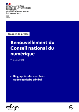 Renouvellement Du Conseil National Du Numérique