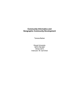 Community Informatics and Geographic Community Development