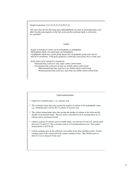 Lipids Lipid Nomenclature