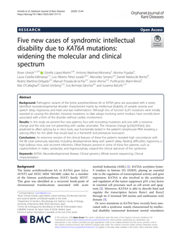 Five New Cases of Syndromic Intellectual Disability Due to KAT6A Mutations: Widening the Molecular and Clinical Spectrum