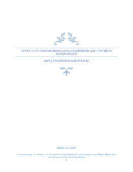 Revenue Studies for 8 Lgas in Kigoma