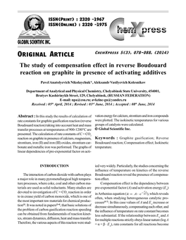 The Study of Compensation Effect in Reverse Boudouard Reaction on Graphite in Presence of Activating Additives