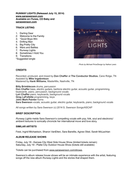 Sara Swenson / Runway Lights One Sheet