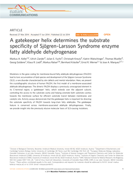 A Gatekeeper Helix Determines the Substrate Specificity of Sjцgren