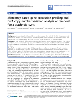 Microarray-Based Gene Expression Profiling and DNA Copy Number