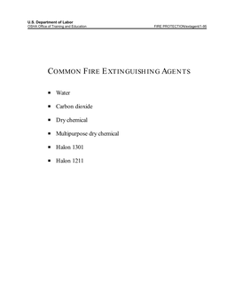 Common Fire Extinguishing Agents