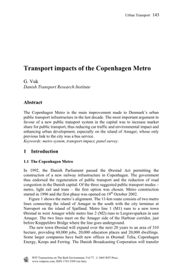 Transport Impacts of the Copenhagen Metro